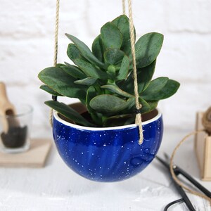 Blue speckled ceramic hanging planter wall planter hanging planter pot modern planter scandinavian decor planter lover gift image 6