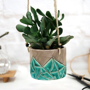 Handmade Ceramic Hanging Planter: Modern Succulent Planter