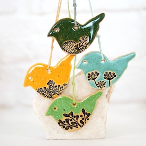 Ceramic Bird Wall Decor (Set of 3): Hand-Glazed Boho Ornaments