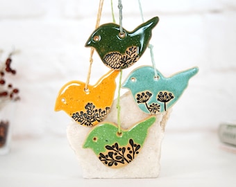 Beautiful ceramic bird wall decor | handmade bird ornaments | wall hanging bird | garden patio decor | boho wall decor | bird lover gift