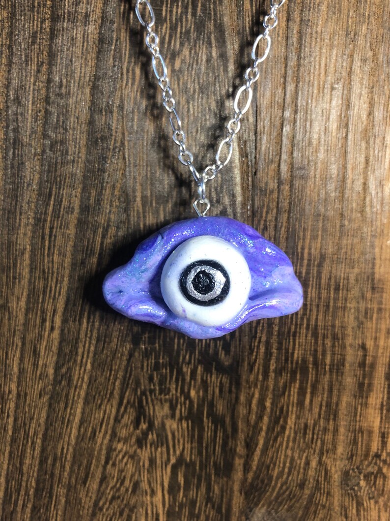Clay All Seeing Eye Pendant Blue