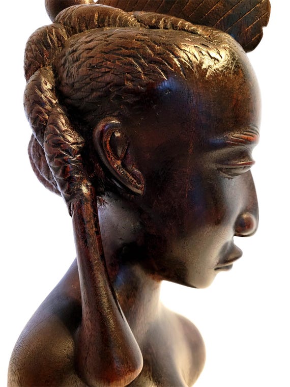 黒檀彫刻 黒檀 木彫 細密彫刻 女神 68cm 大型 バリ神 神話 置物 彫刻 美術