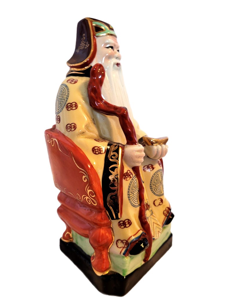 9″ Vintage Hand-painted Porcelain Shou Lao Xing Statue – Chinese God of ...