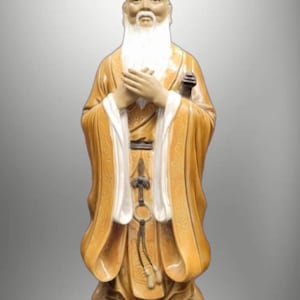 11.5" Chinese Shiwan Mudman: Confucius Ceramic Sculpture