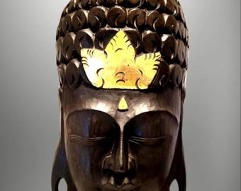 手彫りの木製仏頭：禅風壁飾り - アジアの彫刻 - Etsy 日本