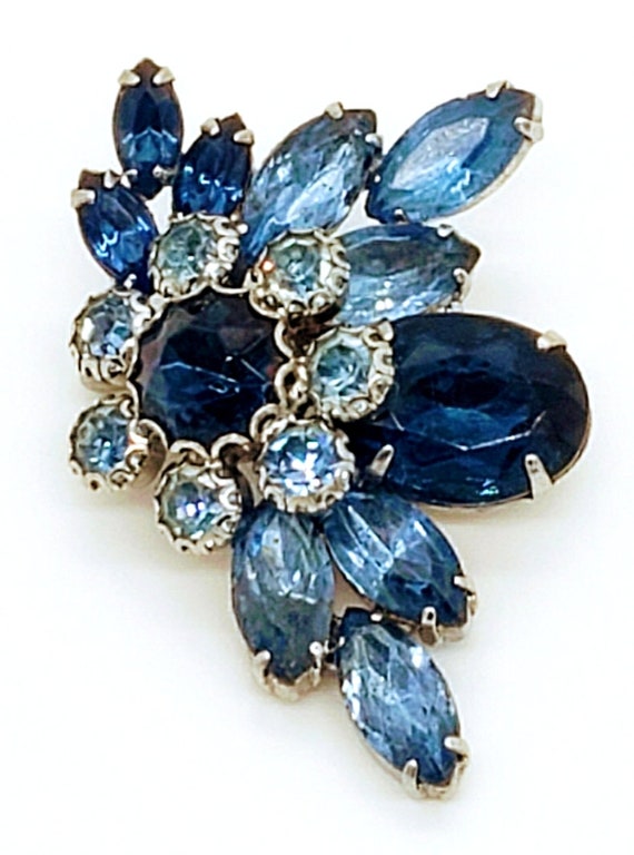 Baby Blue & Sapphire Rhinestone Brooch