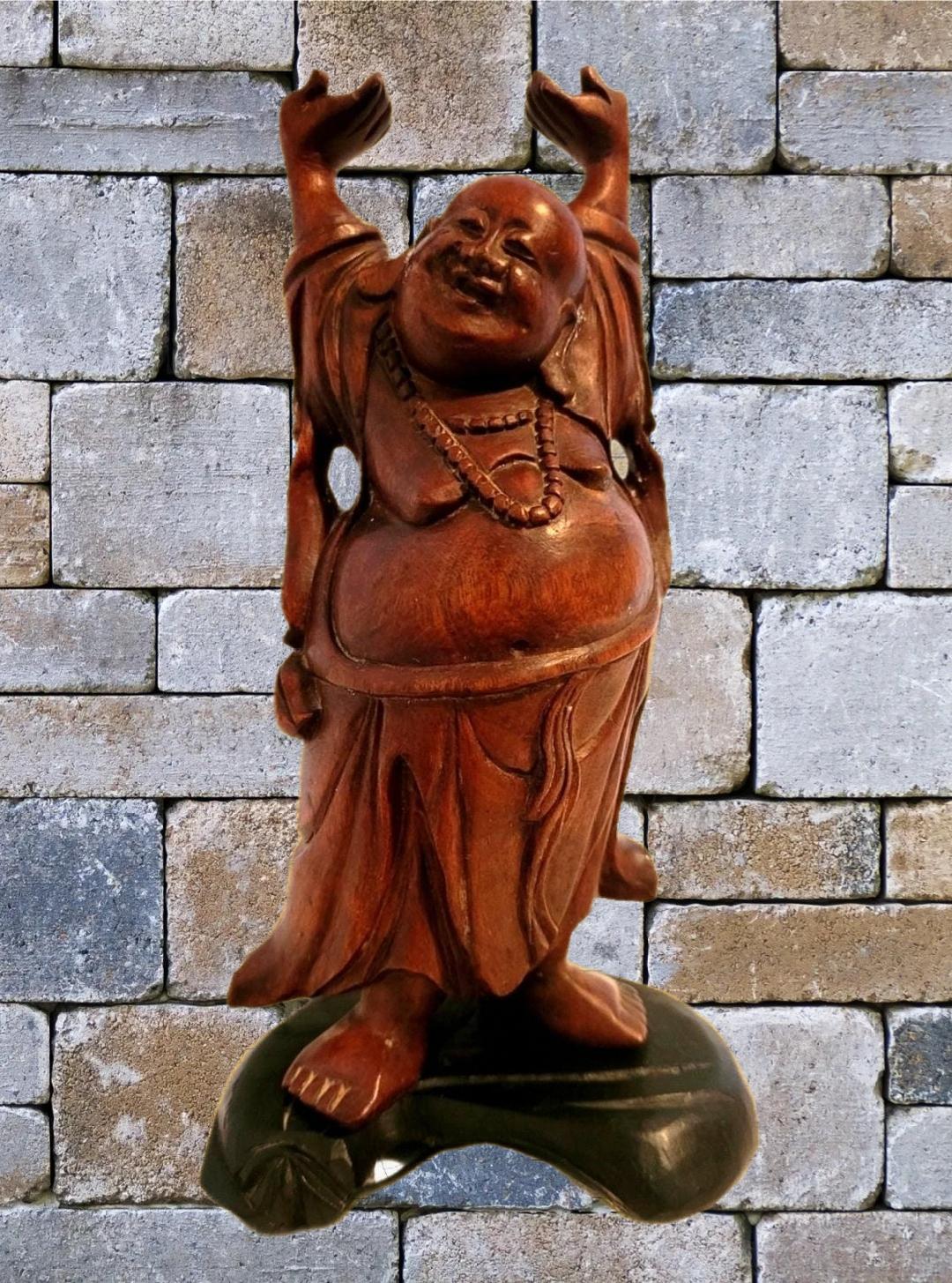 木彫　布袋様　Carved wooden Hotei 最 安 価格ホビー・楽器・アート - 木彫 布袋様 Carved wooden Hotei