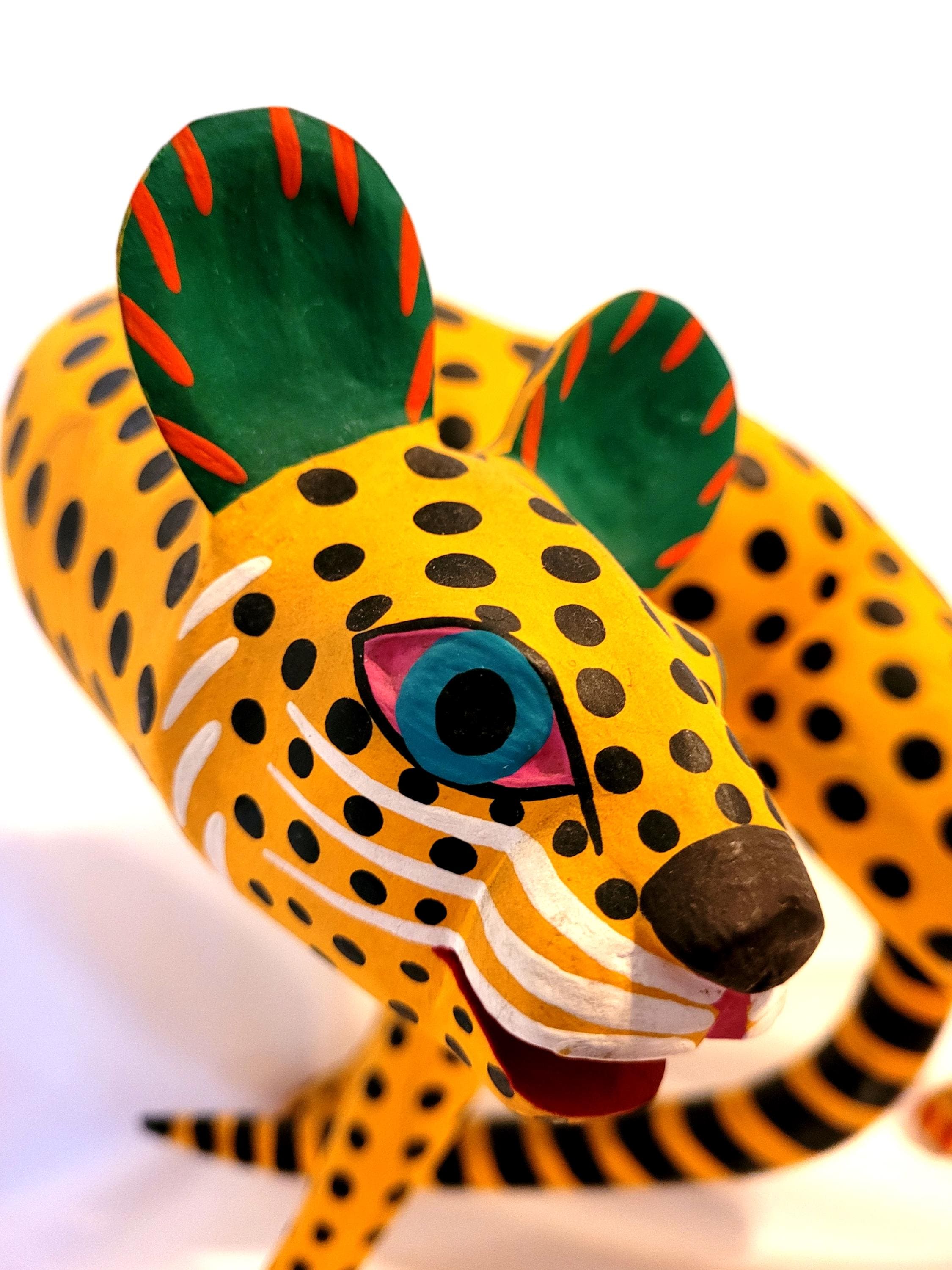 13” Signed Oaxacan Alebrije Cheetah by Moises Jimenez – Hand