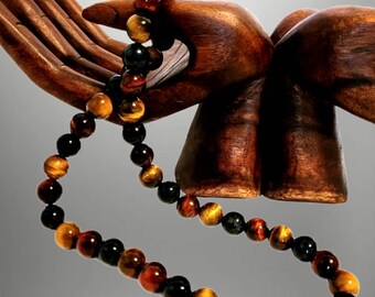 20" Vintage Tiger's Eye Beaded Necklace: Extra Large Beads Natural Semiprecious Gemstone