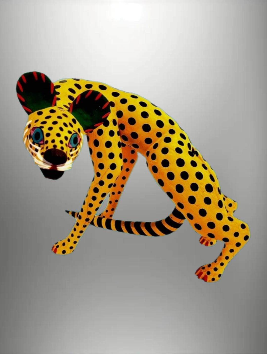 13” Signed Oaxacan Alebrije Cheetah by Moises Jimenez – Hand