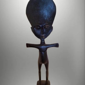 Figurine de fertilité Akuaba en bois sculpté à la main de 16,5 po. : art africain ashanti