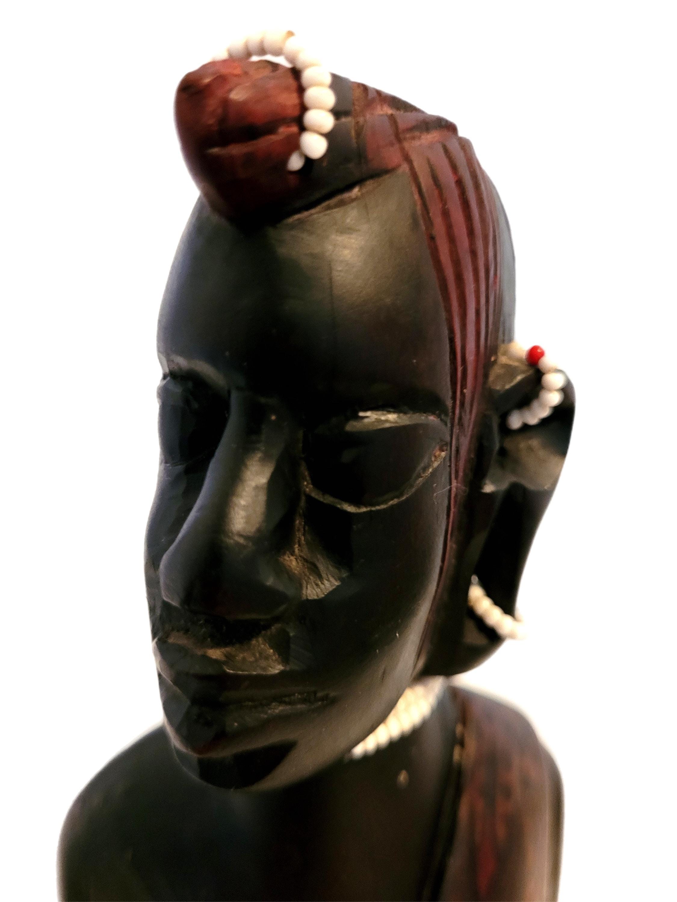 Maasai マサイ族◇黒檀唐木◇置物 木彫り オブジェ アフリカ λ