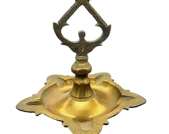 Vintage South Indian Brass Oil Lamp / Oil Burner, 14-Inch