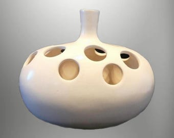 8.5インチ ハンドメイド ヴィンテージ フクロウ 陶器彫刻 - 粘土人形