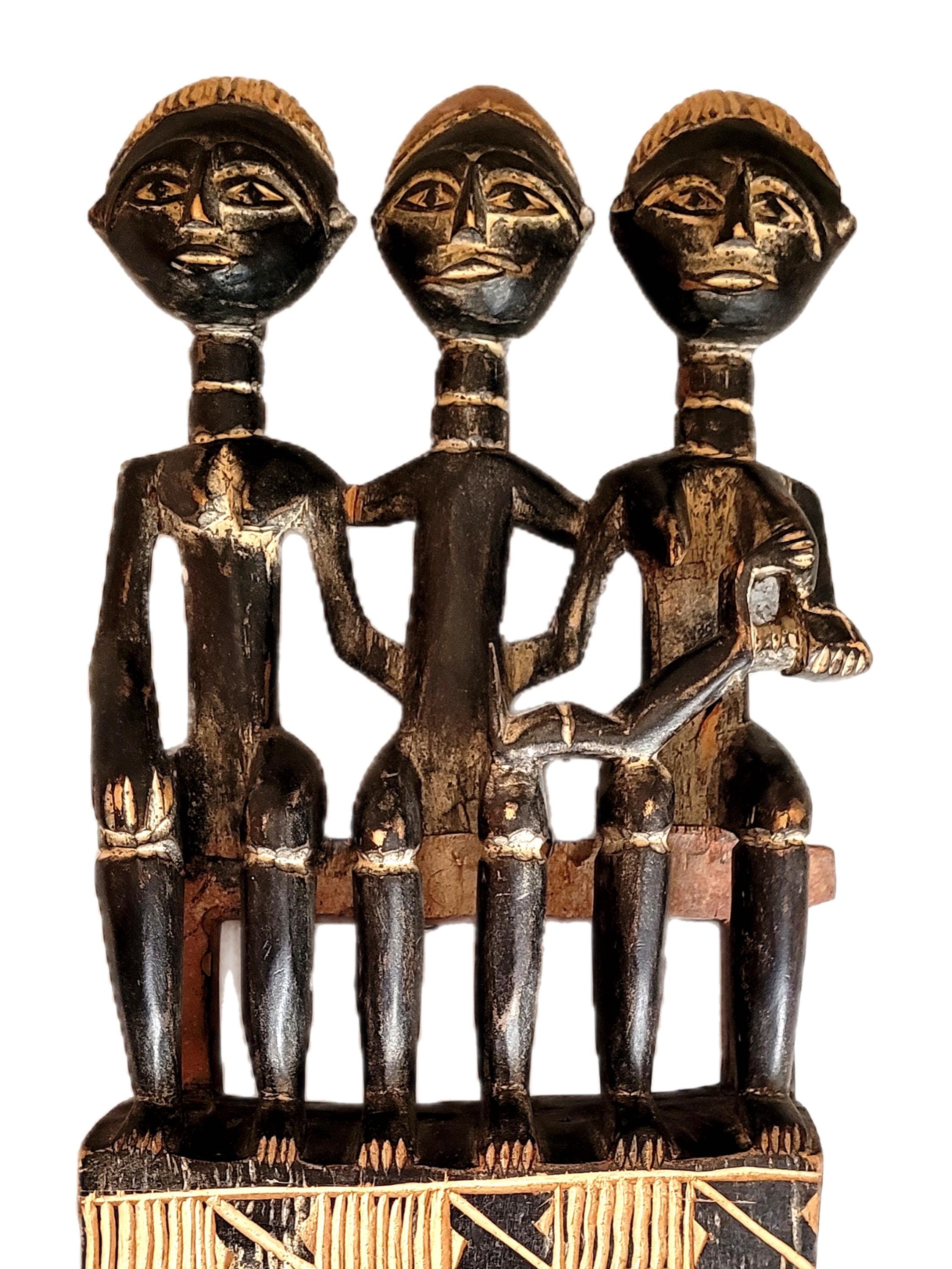 21インチ アシャンティ彫刻木製櫛彫刻 - ガーナのアフリカ部族アート