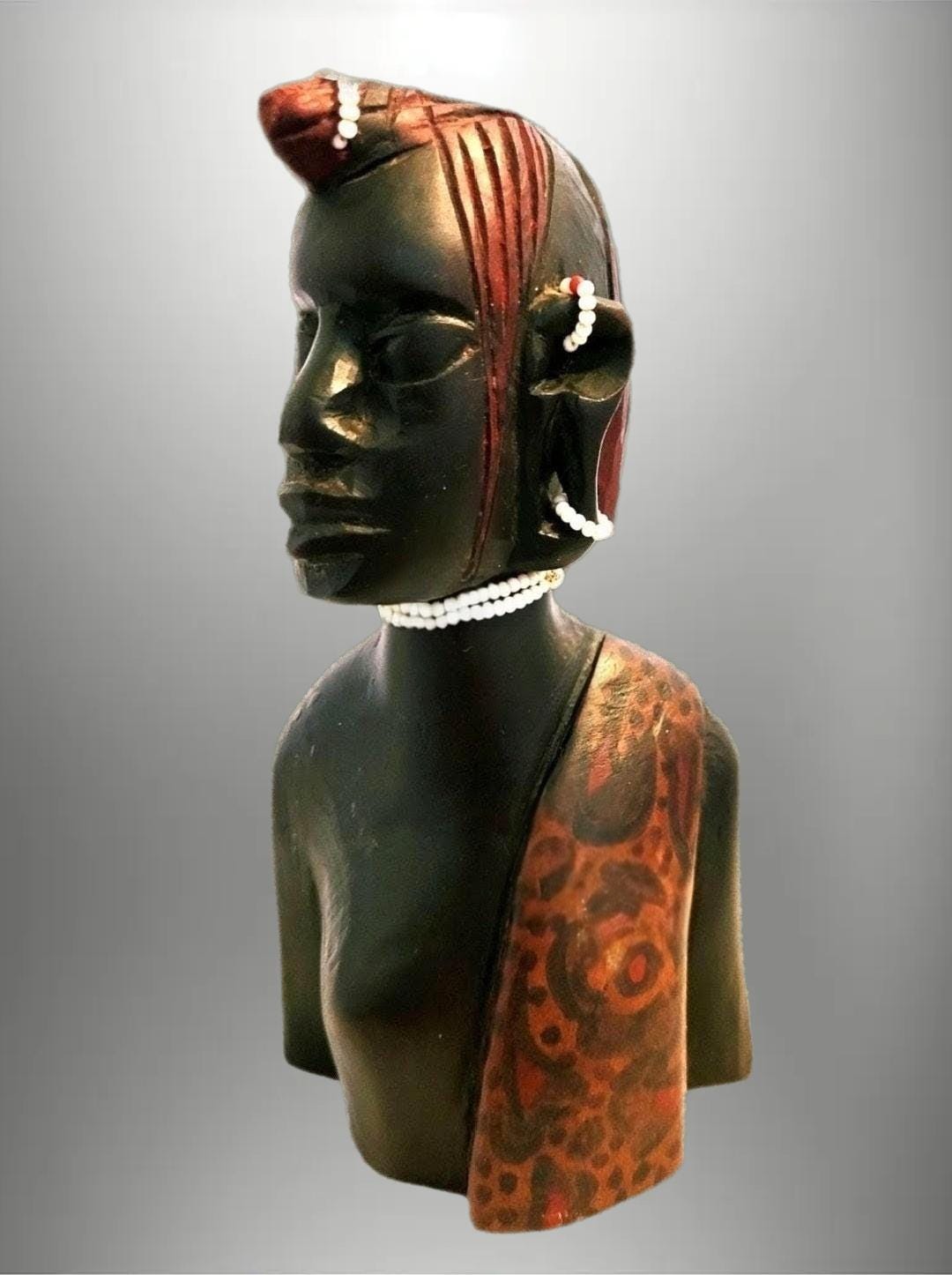 Maasai マサイ族◇黒檀唐木◇置物 木彫り オブジェ アフリカ λ