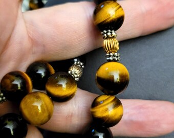 28" Vintage 14/20 Gold Filled Extra Large Tiger's Eye Beaded Statement Necklace