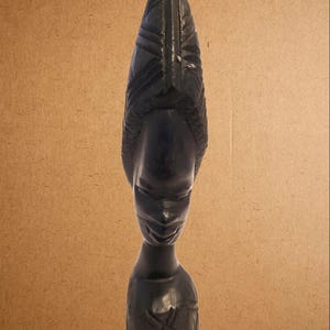 5 inch MINIATURE Hand Carved Wooden African Art Tribal Woman Bust Sculpture / Small Wood Carving Statue / Fine Collectable Vintage Africa