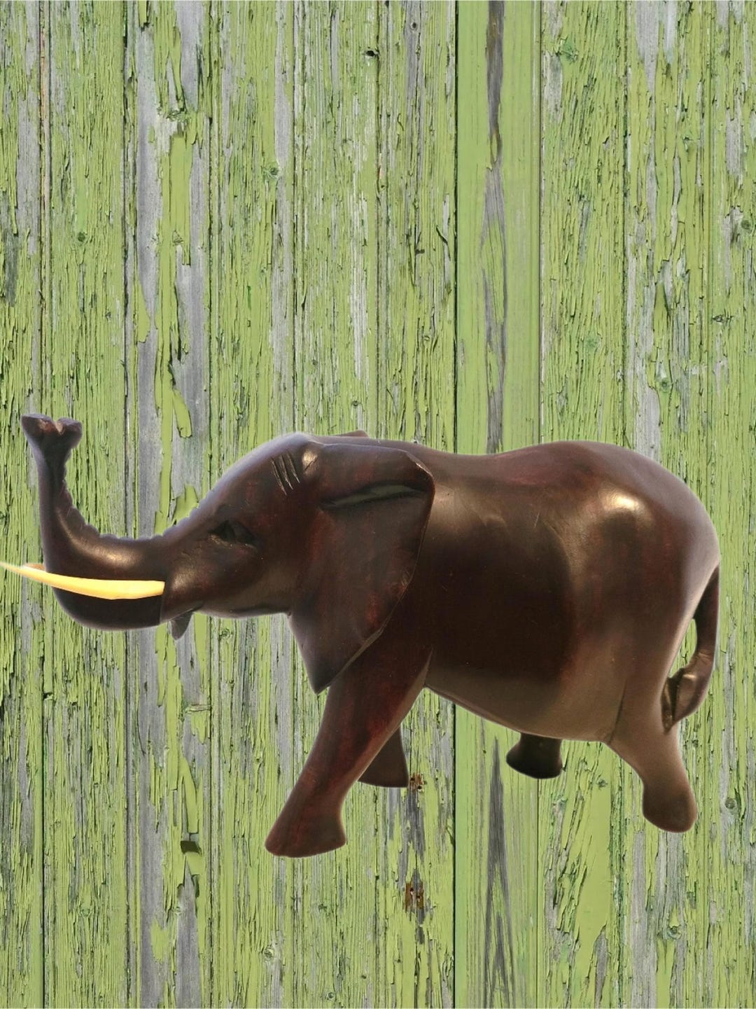 7x11インチの手彫り木製象像：MCM彫刻 - Etsy 日本