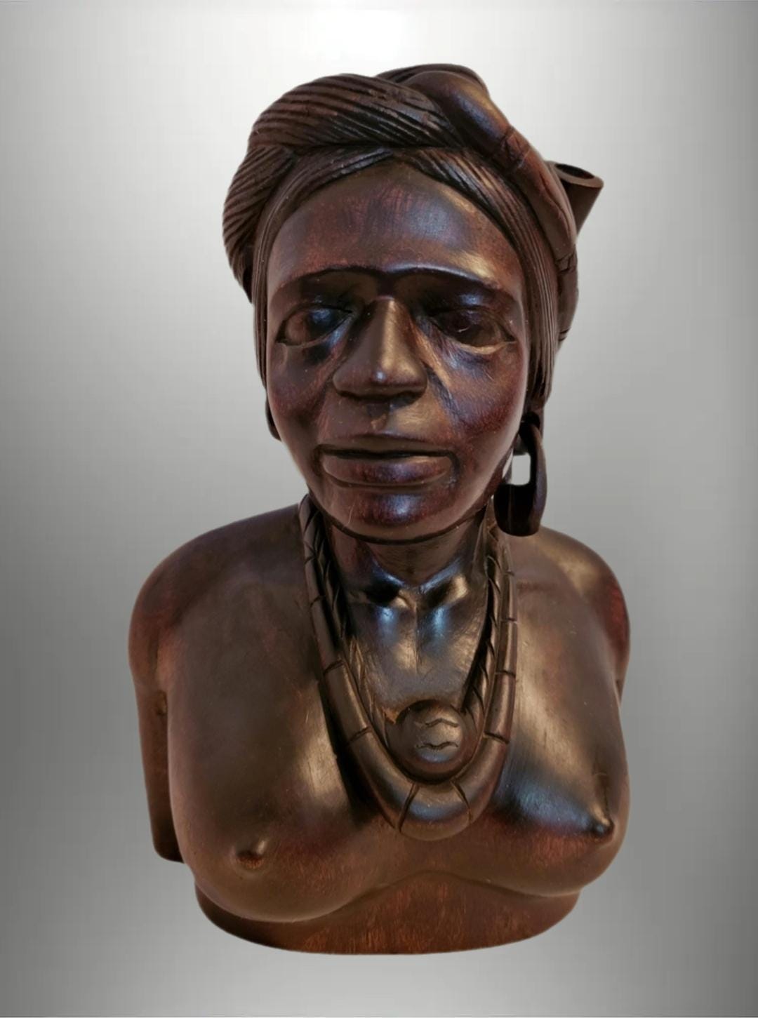 9インチの手彫り木製胸像：MCMバリ女性像 - Etsy 日本