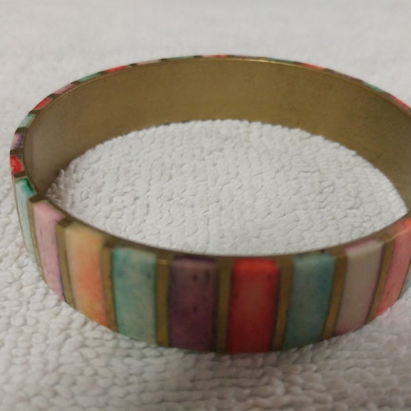 Multicolor Dyed Tribal Bone Bangle