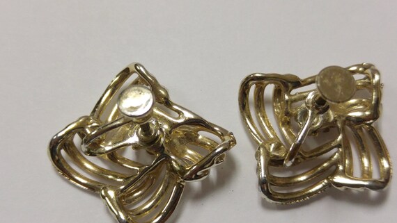 Unsigned Vintage silver tone square open weave sc… - image 4