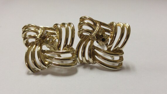 Unsigned Vintage silver tone square open weave sc… - image 2