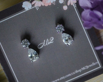 Aqua diamante earrings sparkly rhinestone bridal prom dangly drop party 370