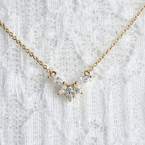 Simple V Rhombus Cubic Necklace, Rose Gold Silver Plated Chains, Layering Jewelry, Gifts for her, Necklaces for women, Dainty Necklace