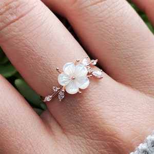 Sakura Blatt Zweig Wickelband Ring, verstellbare zarte Statement-Ring, Ringe für Frauen Schichtring, Rhodium, Rosegold oder 14K vergoldet