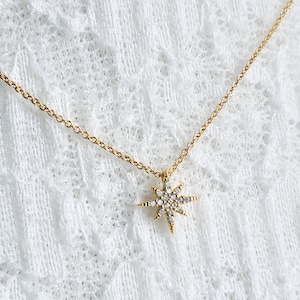 Simple Northern Star Pendant Necklace, Rose Gold Silver Plated Chains, Layering Jewelry, Gifts for her, Necklaces for women, Dainty Necklace
