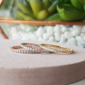 Thin eternity ring band, classic silver ring band, rose gold dainty ring band, stacking ring, delicate ring, ring for women, layered ring