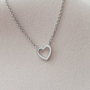 Mini Dainty Heart Necklace, Rhodium Plated Silver Love Necklace, Layering Jewelry, Gifts for her, Necklaces for women, Christmas Gift Ideas