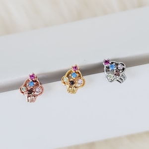 Cupcake ear piercing 16G, dessert screw back earring, helix stud, tragus stud, cartilage stud, 316L surgical steel bar, ear piercing jewelry