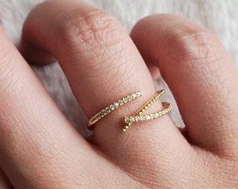 Rose Gold Cross Band Ring, Silver Dainty Ring, Adjustable Delicate Ring, Rings For Women Layering Ring, 14k Gold Rhodium Plated
