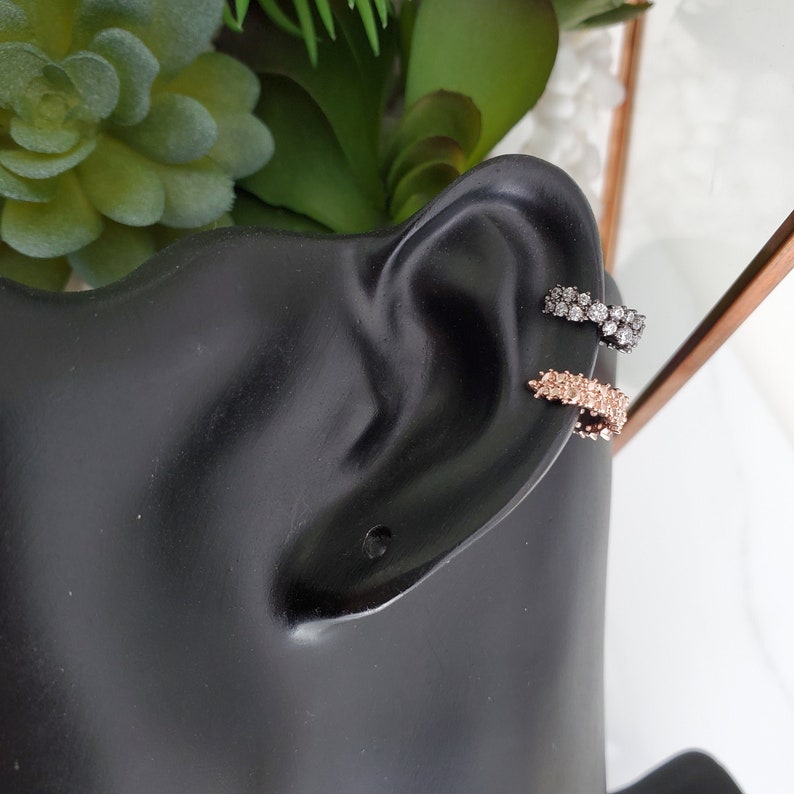 Cluster ear cuff, Ear cuff no piercing, ear cuff earring, minimalist ear cuff, rose gold ear cuff, plain cartilage ear cuff, fake piercings image 1