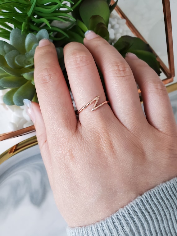 925 Sterling Silver Z Ring Band Dainty Stacking Delicate Ring