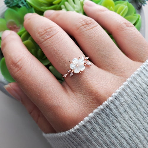 Sakura Leaf Branch Wrap Band Ring, Statement Adjustable Delicate Ring, Rings For Women Layering Ring, Rhodium, Rose Gold or 14K Gold Plated