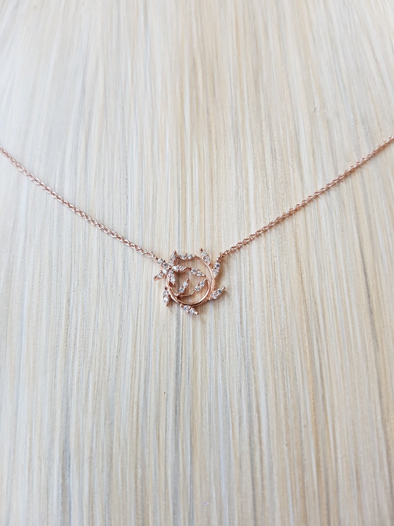 Simple Dainty Leaf Wealth Wrap Necklace Rose Gold Jewelry image 0