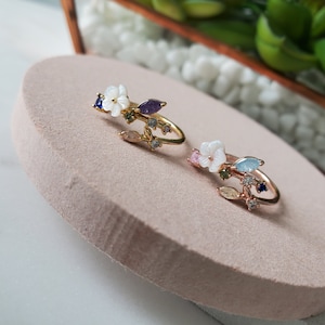 Rose Gold Floral Leaf Wrap Band Ring, Christmas gift idea, Statement Adjustable Delicate Ring, Rings For Women, 14K or Rose Gold Plated image 5