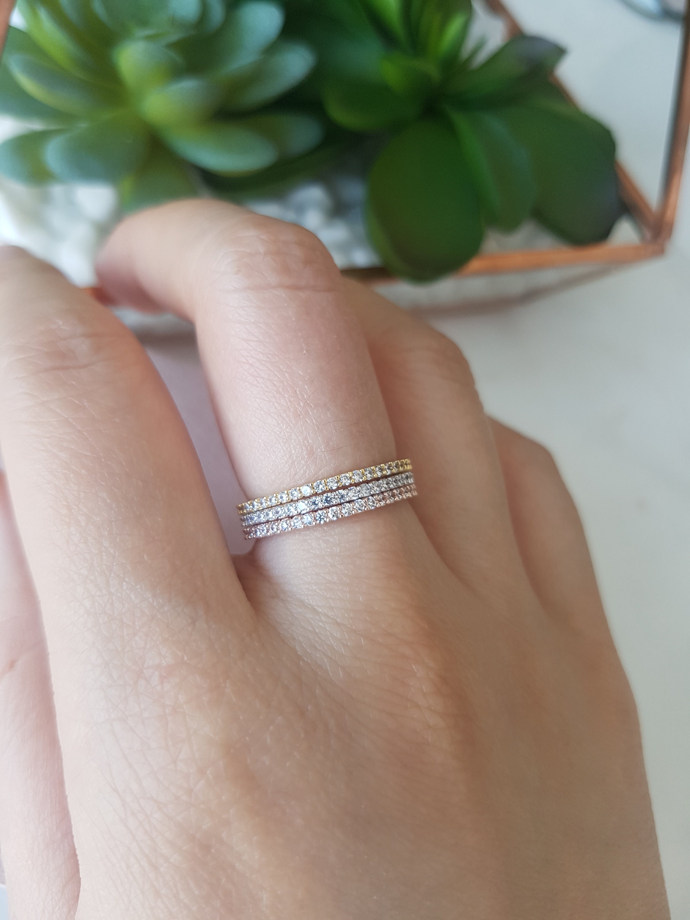 Produttore e fornitore di anelli sottili impilabili con fascia per eternità in argento sterling cinese |Eshine