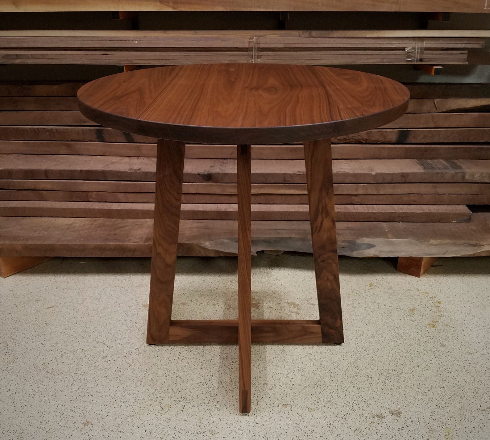 Round Walnut Dining Table With Trapezoid Base, Solid Walnut, 30" or ...