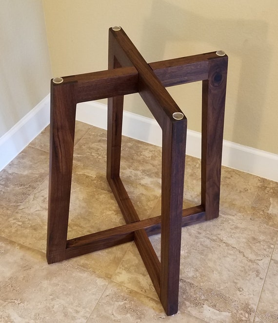 Pedestal Trapezoidal Table Base No Top Solid Walnut Wood Dining