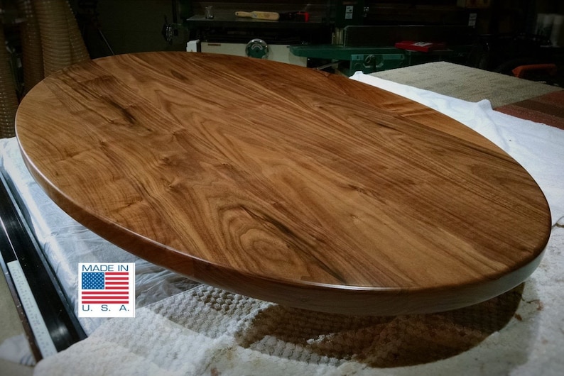 Oval Table Desk Top Solid Black Walnut or Cherry Wood // Etsy