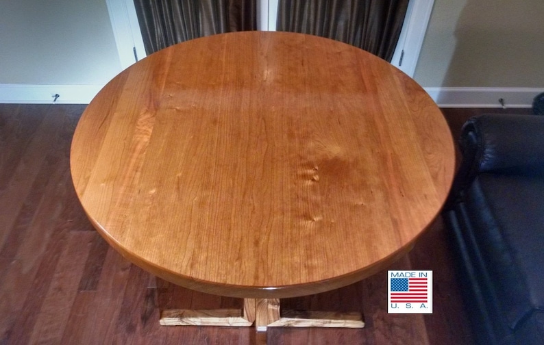 Round Table Top Solid Black Cherry Wood Breakfast Cafe Coffee Tail Conference Dining Kitchen Pub Restaurant