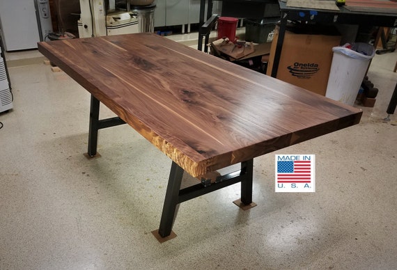 Black Walnut Dining Table With Steel Base Pub Coffee Etsy