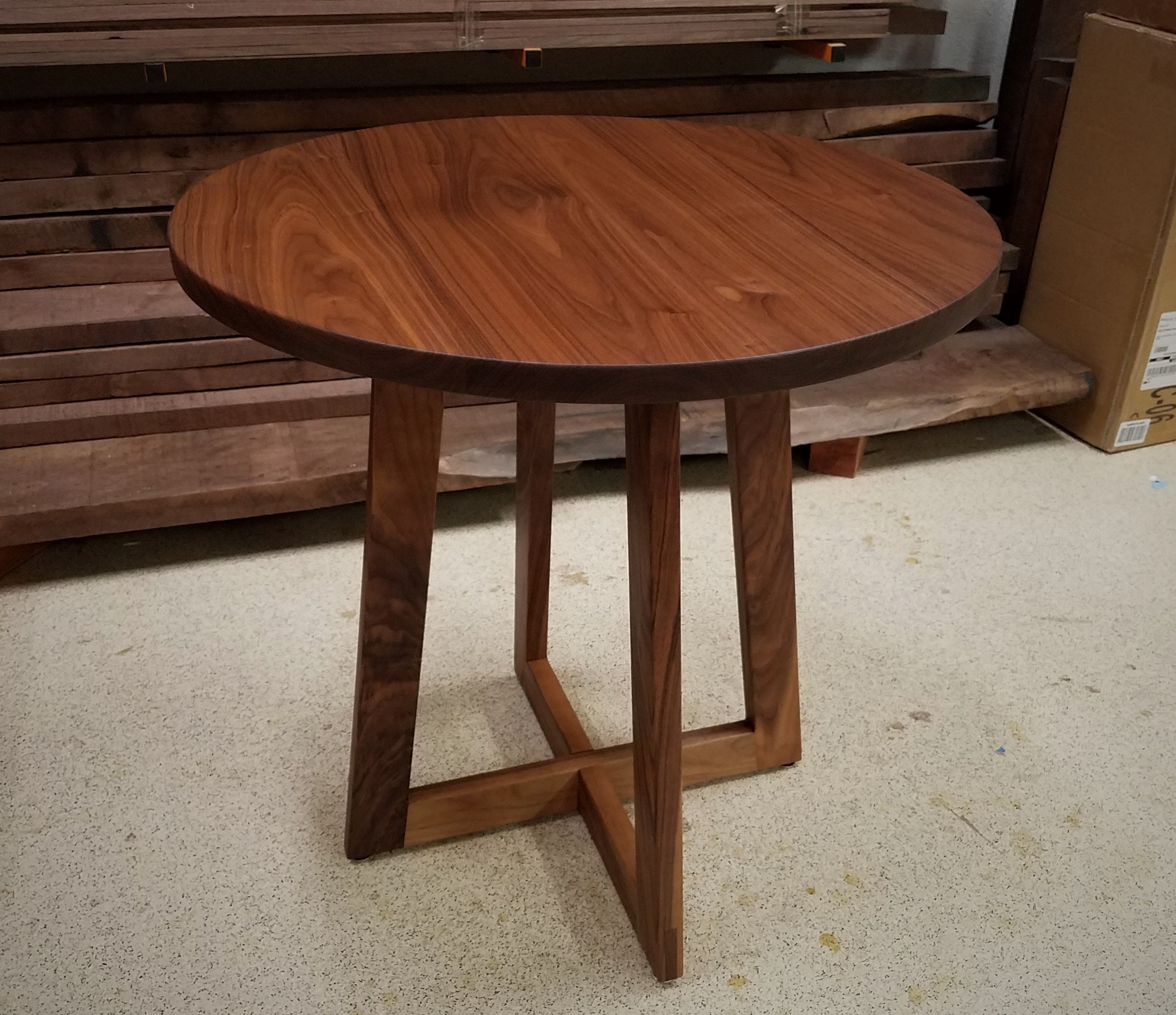 Round Walnut Dining Table With Trapezoid Base, Solid Walnut, 30" or ...