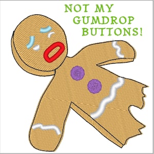 Gingy, The Gingerbread Man Machine Embroidery Design 5x7 & 4x4