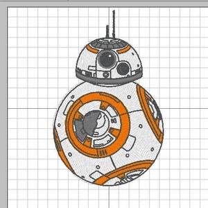 Star Wars BB-8 Droid Embroidery Design in multiple formats & 2 sizes