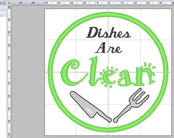 4"x4" Dishes Are Clean / Dirty Machine Embroidery Patterns